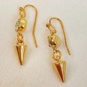 Earrings Womens Gold Tone Dangling Single Clear Rhinestone Spike